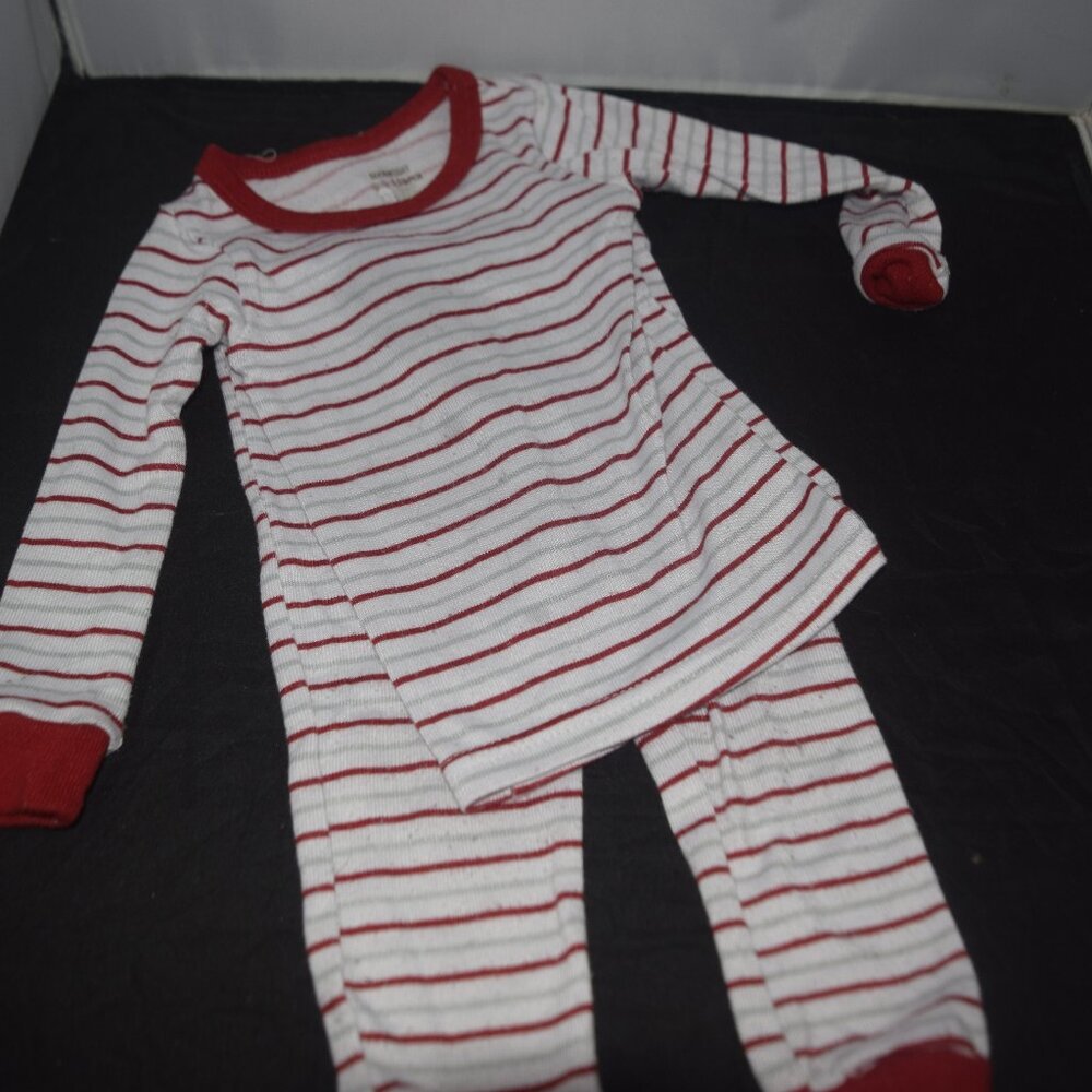 Red and white Stripped Pajama 2 pc set Goodnight Llama 12 months